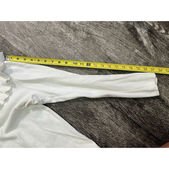 Rafaella White Off Shoulder Ruffle Sweater Top Women’s Size Large Cozy Chic - Picture 5 of 5